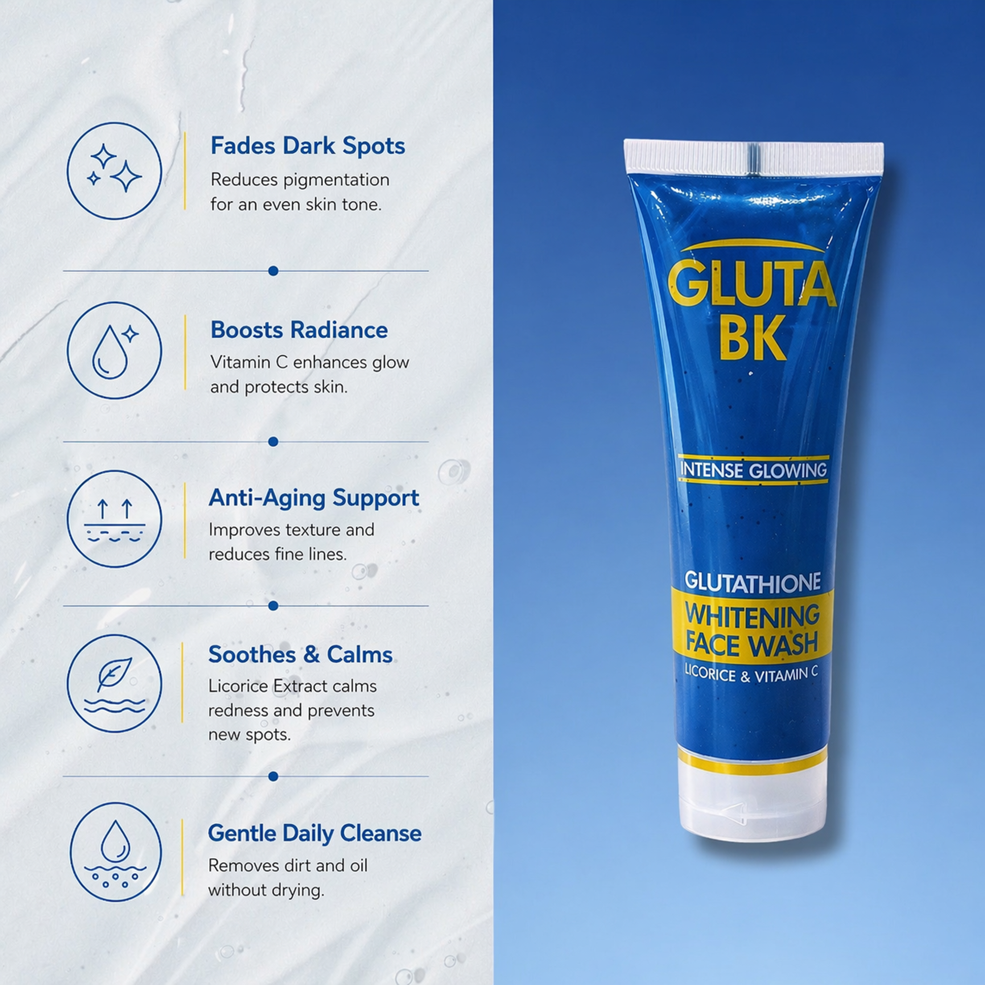 Gluta BK Intense Glowing Face Wash – Brightening & Purifying Cleanser