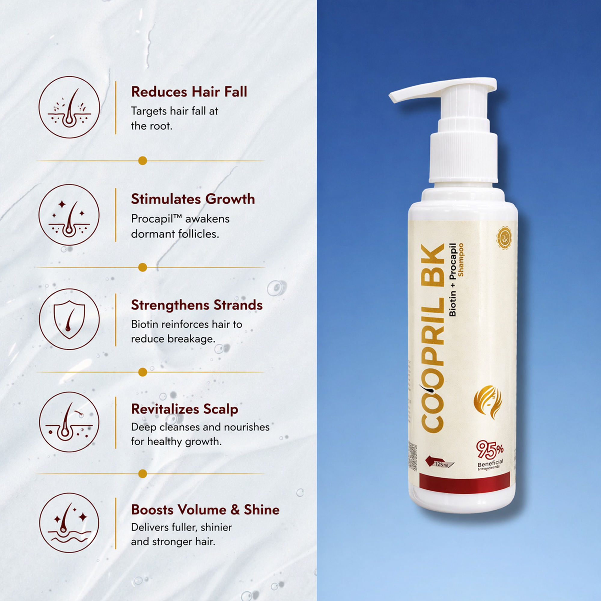 Coopril BK Hair Growth Shampoo - For Stronger, Thicker Hair