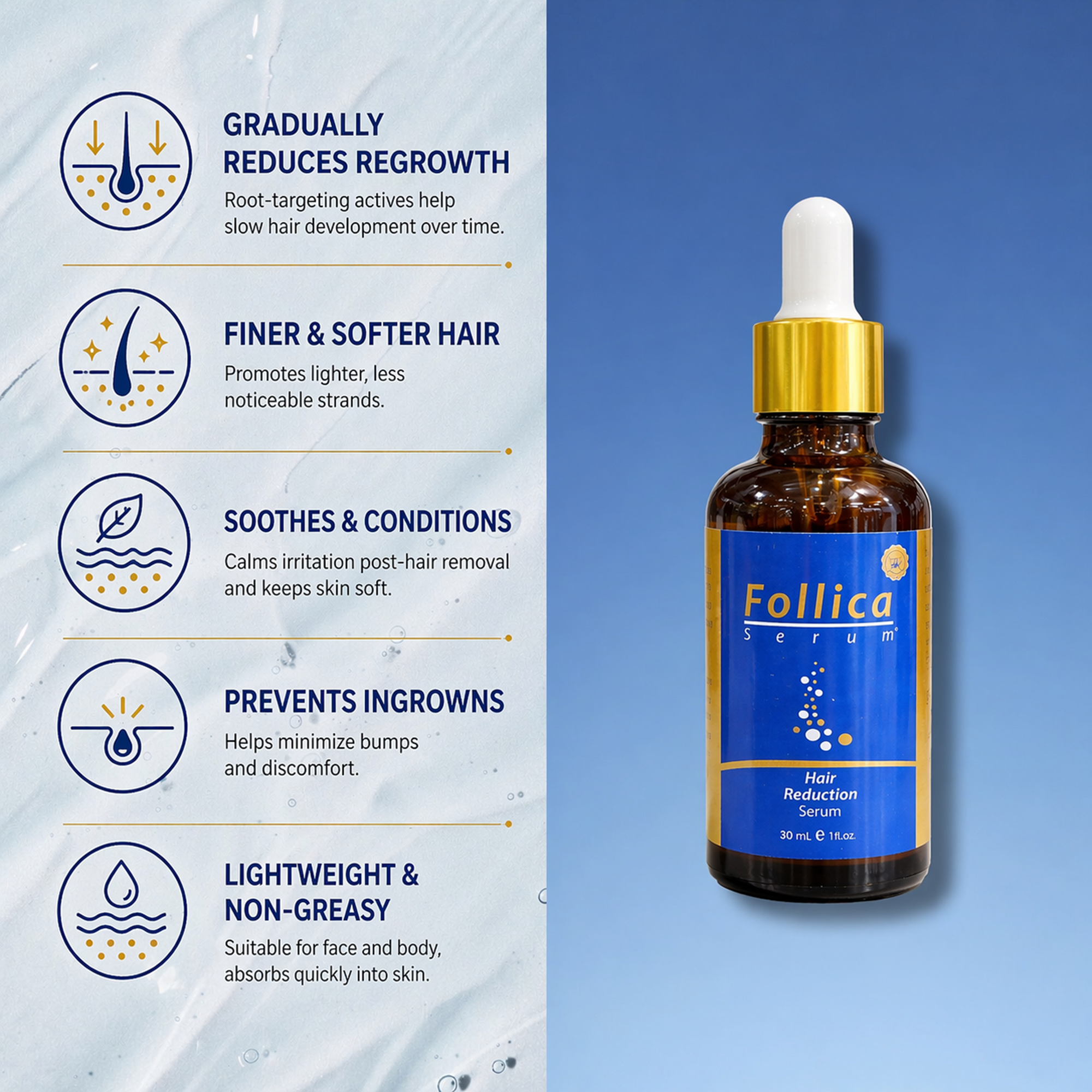 Follica Hair Reduction Serum – Gentle, Progressive Hair Minimizer
