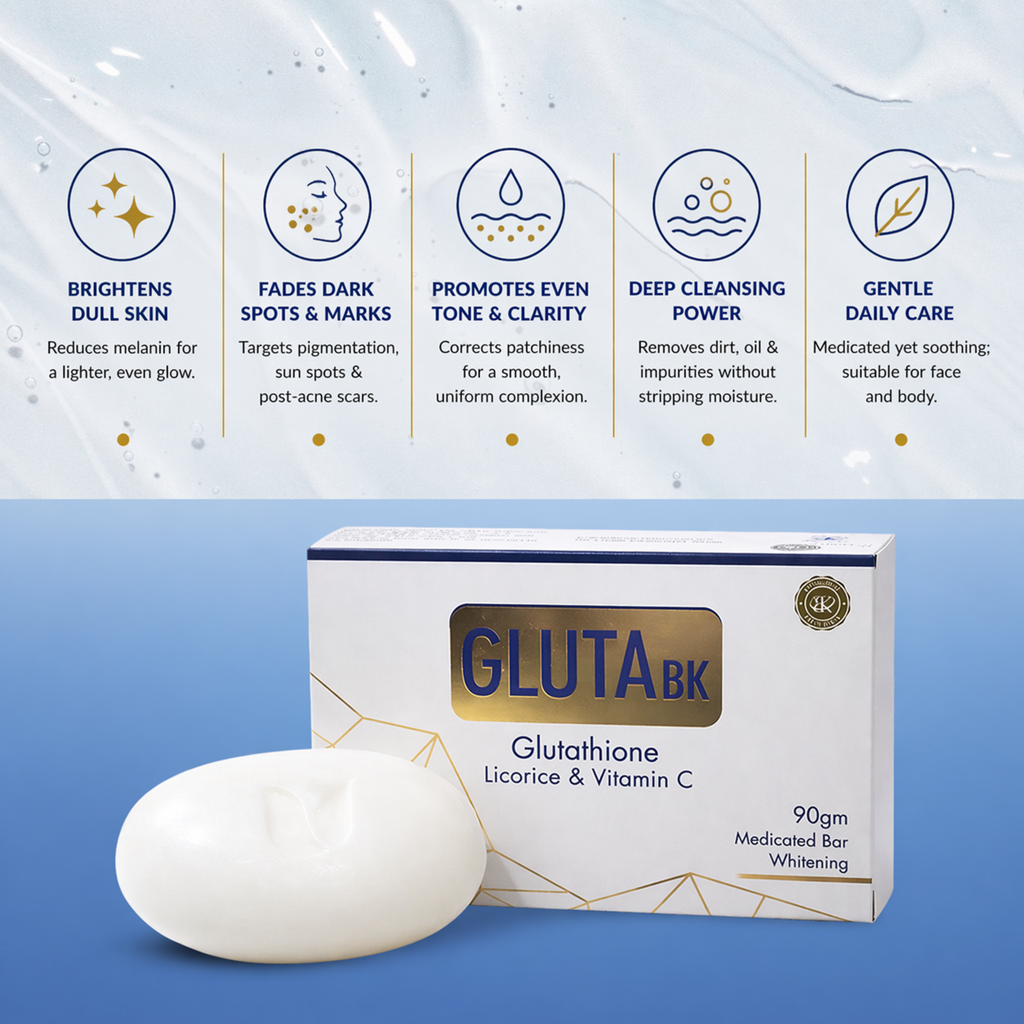 GlutaBK Whitening Bar – Medicated Brightening Cleansing Bar