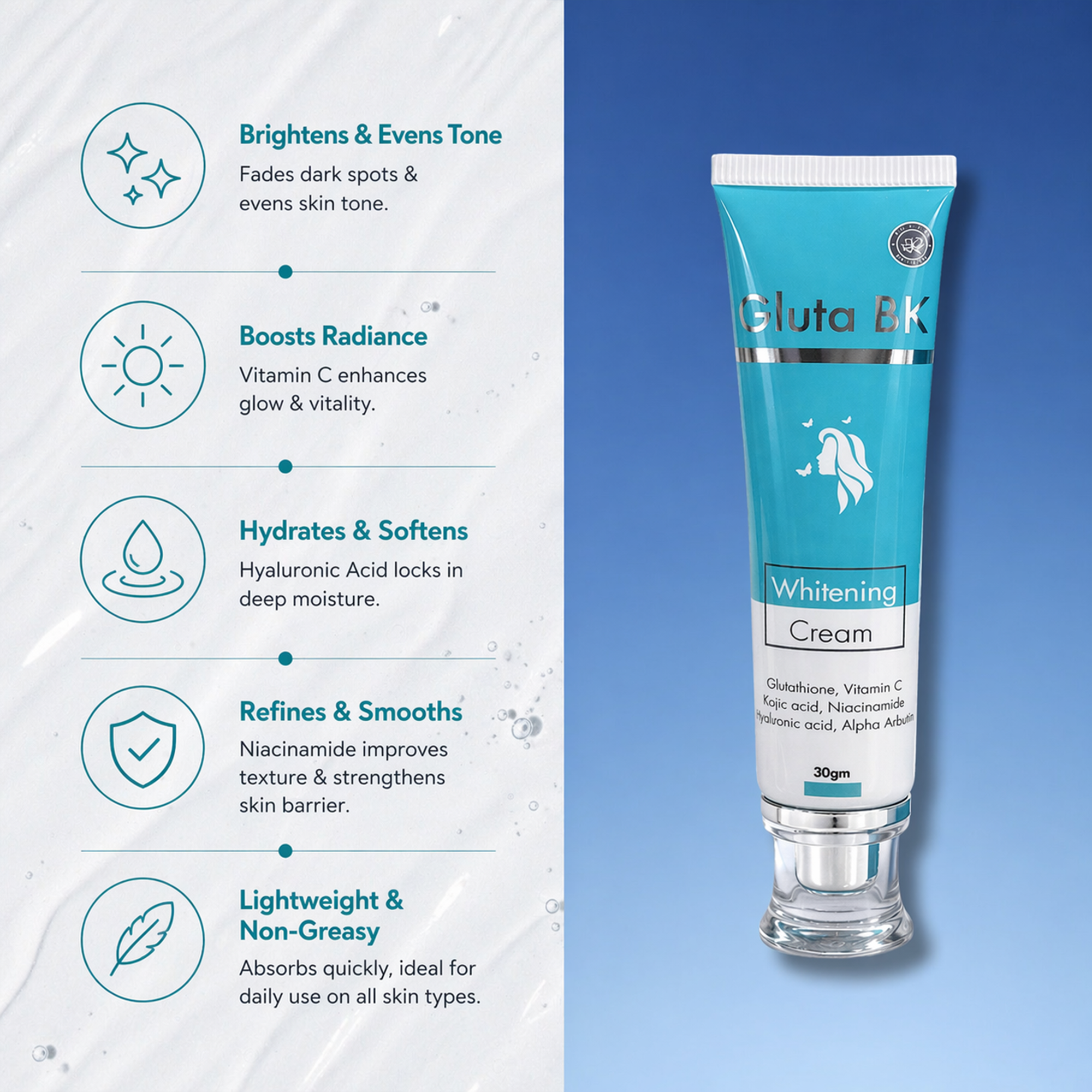 Gluta BK Whitening Cream – Advanced Brightening & Hydration