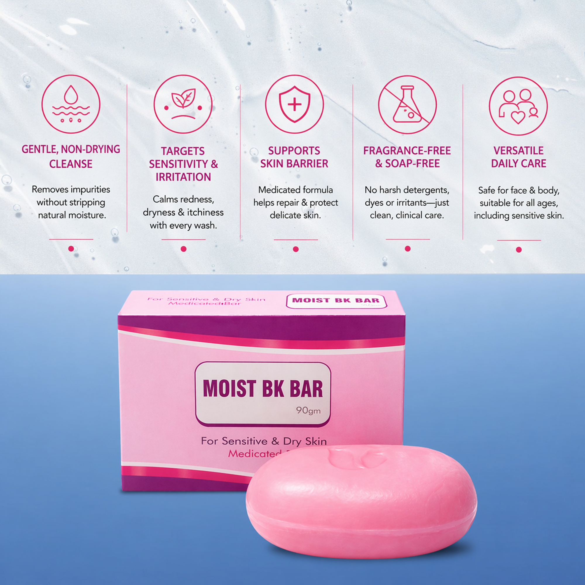 Moist BK Bar – Medicated Cleanser for Dry & Sensitive Skin